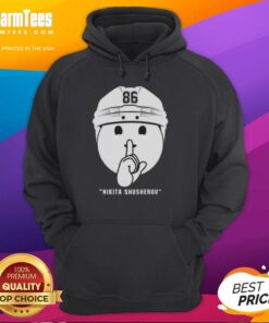 Nikita Kucherov 86 Tampa Bay Lightning Shhh Celly Hoodie displayed on a mannequin, showcasing team spirit and style.