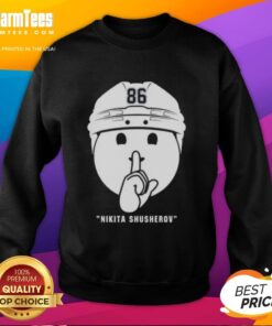 Alt Text: Nikita Kucherov 86 Tampa Bay Lightning sweatshirt featuring 'Shhh Celly' design, perfect for fans and gamers.