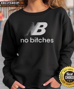 Top No Bitches NB Sweatshirt in black featuring bold graphic design, perfect for casual streetwear style.