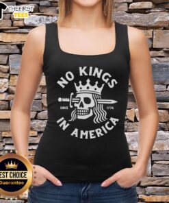 Top No Kings In America Skull Tank Top featuring a bold skull graphic, perfect for edgy summer fashion.