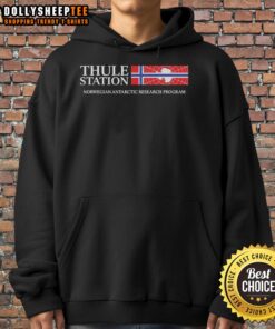 Top Norwegian flag design on a Thule Station hoodie for the Norwegian Antarctic Research Program.
