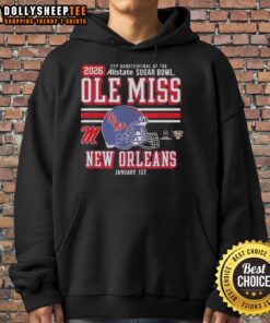 Top Ole Miss Rebels CFP Quarterfinal 2025-2026 hoodie featuring team logo and Sugar Bowl design.