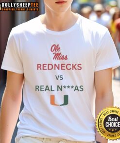 Top Ole Miss Rebels Red Necks Vs Miami Hurricanes T-Shirt featuring bold graphics for college football fans.