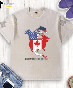 Top One Continent One Cup 2026 Soccer USA Canada Mexico washed t-shirt featuring a vibrant design celebrating the tournament.