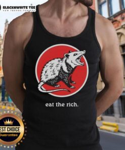 Funny 'Eat the Rich' opossum tank top design featuring a quirky opossum illustration, perfect for animal lovers.