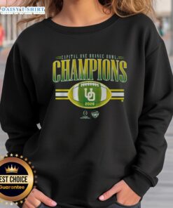 Top Oregon Football CFP Orange Bowl Champions sweatshirt featuring team colors and logo, perfect for fans and collectors.
