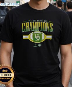 Top Oregon Football CFP Orange Bowl Champions T-Shirt featuring vibrant colors and team logo for fans and collectors.