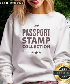 Stylish Top Passport Stamp Collection Sweatshirt featuring vibrant travel-themed designs for wanderlust enthusiasts.