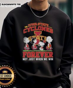Alt Text: Top Peanuts Snoopy and Friends Iowa State Cyclones sweatshirt celebrating fandom, perfect for all Cyclones supporters.