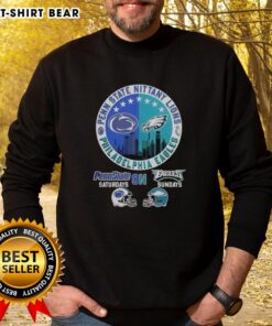 Top Penn State Nittany Lions and Philadelphia Eagles helmet logo mashup sweatshirt design for fans.