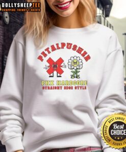 Top Petalpusher PHX Hardcore Sweatshirt featuring a bold graphic design, perfect for stylish streetwear enthusiasts.
