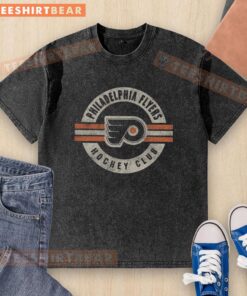 Vintage Philadelphia Flyers surround washed t-shirt showcasing team logo and classic design for fans.