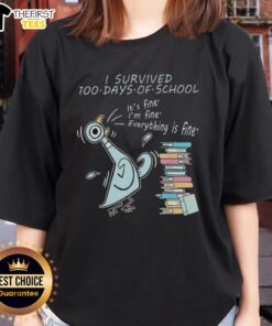 Top Pigeon bird graphic on a ladies tee celebrating 100 days of school with fun and vibrant design.