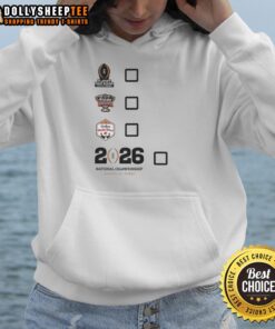 Top Playoff First Round hoodie featuring Sugar Bowl, Vrbo Fiesta Bowl, and National Championship logos. Perfect for fans!