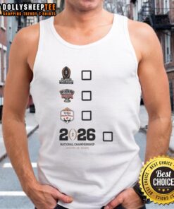 Stylish tank top featuring 'Top Playoff First Round Sugar Bowl Vrbo Fiesta Bowl National Championship' design.