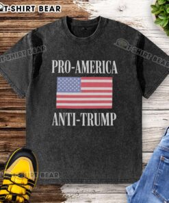 Alt Text: Top Pro America Anti Trump Washed T-Shirt featuring bold graphics and a casual fit for political statement wear.