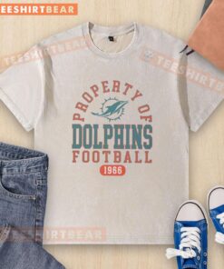 Miami Dolphins football washed t-shirt, showcasing top property design since 1966, perfect for fans and collectors.