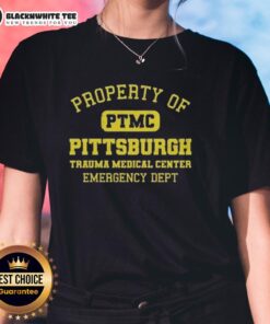 Vintage ladies tee featuring 'Top Property of PTMC Pittsburgh Trauma Medical Center Emergency Dept' design.