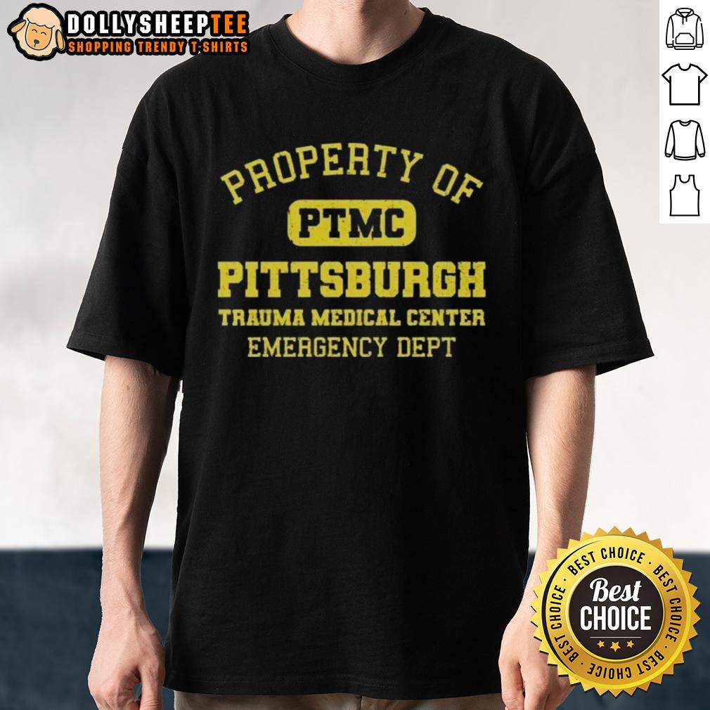 Top Property Of Ptmc Pittsburgh Trauma Medical Center Emergency Dept Vintage Text T-Shirt Vintage PTMC Pittsburgh Trauma Medical Center Emergency Dept T-Shirt showcasing retro design and medical theme.