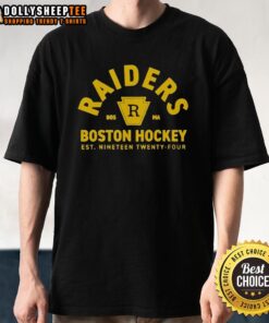 Alt Text: Top Raiders Boston Hockey Est 1924 Rozanov 81 T-Shirt featuring vintage design and team logo for fans