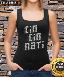 Alt Text: Top Retro Cincinnati Sign Stacked Tank Top featuring vibrant colors and vintage graphics, perfect for summer fashion.