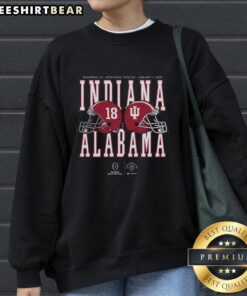 Top Rose Bowl Game 2026 Alabama vs Indiana helmet matchup sweatshirt featuring team logos and vibrant design.