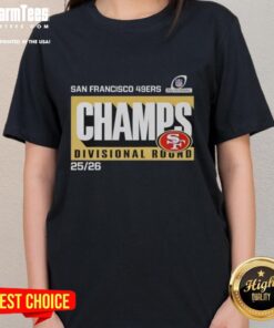 2026 NFC Divisional Round Champions San Francisco 49ers ladies tee, featuring team colors and logo for female fans.
