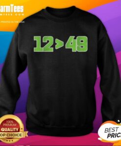 Top Seattle Seahawks 12 Defeated 49 sweatshirt featuring team colors and logo, perfect for fans showing support.