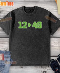 Top Seattle Seahawks 12 Defeated 49 Washed T-Shirt featuring a vintage design, perfect for fans celebrating the team's victory.