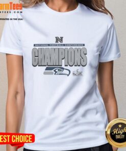 Top Seattle Seahawks 2025 NFC Champions locker room ladies tee, featuring team colors and logo for passionate fans.