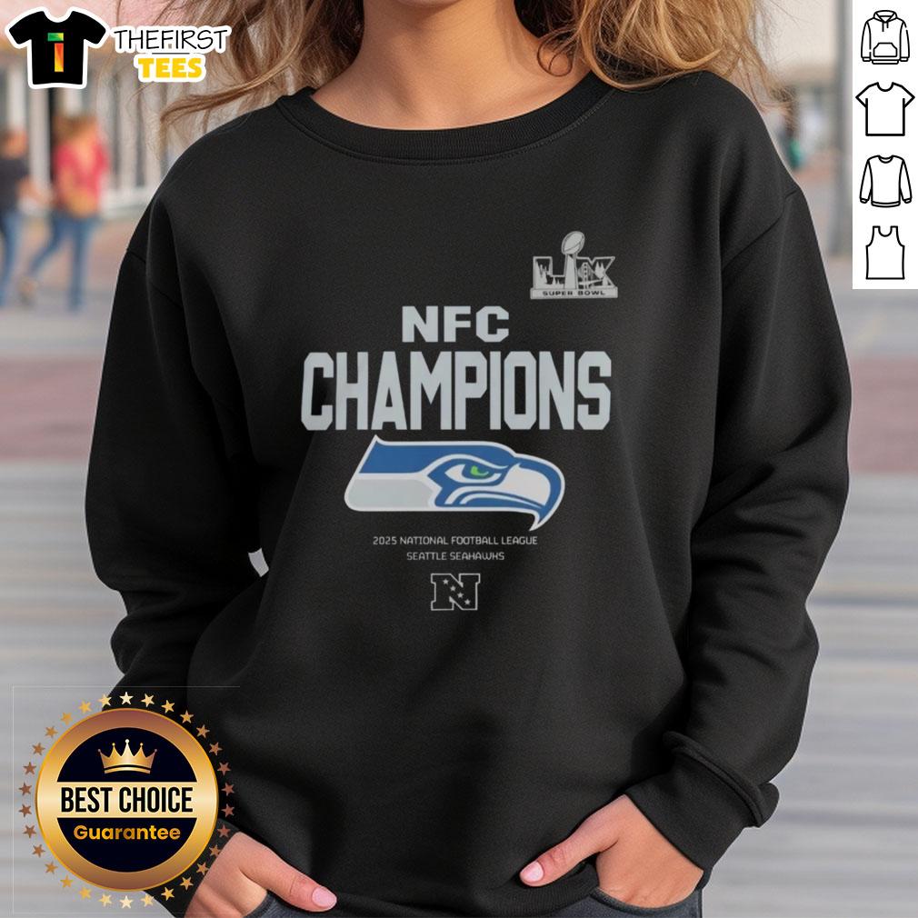 top-seattle-seahawks-2025-national-football-league-champions-super-bowl-lx-roster-sweatshirt Top Seattle Seahawks 2025 NFL Champions Super Bowl LX roster sweatshirt featuring team colors and logo.
