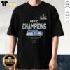 Seattle Seahawks 2025 Super Bowl LX Champions T-shirt featuring the team roster and logo, perfect for fans.