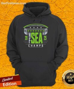 Top Seattle Seahawks 2025 NF SEA Champs hoodie featuring team colors and logo, perfect for fans celebrating victory.