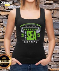 Top Seattle Seahawks 2025 NF SEA Champs tank top featuring team colors and logo, perfect for game day and fan apparel.