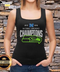 Alt Text: Top Seattle Seahawks National Conference Champions 2026 big logo tank top showcasing team pride and style.