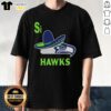 Top Seattle Seahawks Si Hawks logo parody T-shirt featuring a fun twist on the iconic team emblem.