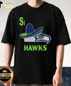 Top Seattle Seahawks Si Hawks logo parody T-shirt featuring a fun twist on the iconic team emblem.