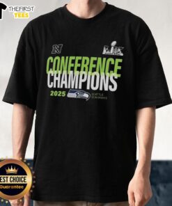 Top Seattle Seahawks Super Bowl Conference Champions 2025 T-Shirt featuring team logo and vibrant colors, perfect for fans.