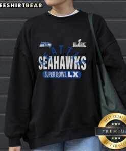 Stylish Top Seattle Seahawks Super Bowl LX Game 2026 sweatshirt featuring team colors and logo, perfect for fans.
