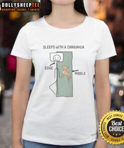 Charming ladies tee featuring 'Top Sleeps With A Chihuahua' design, perfect for dog lovers and casual wear.