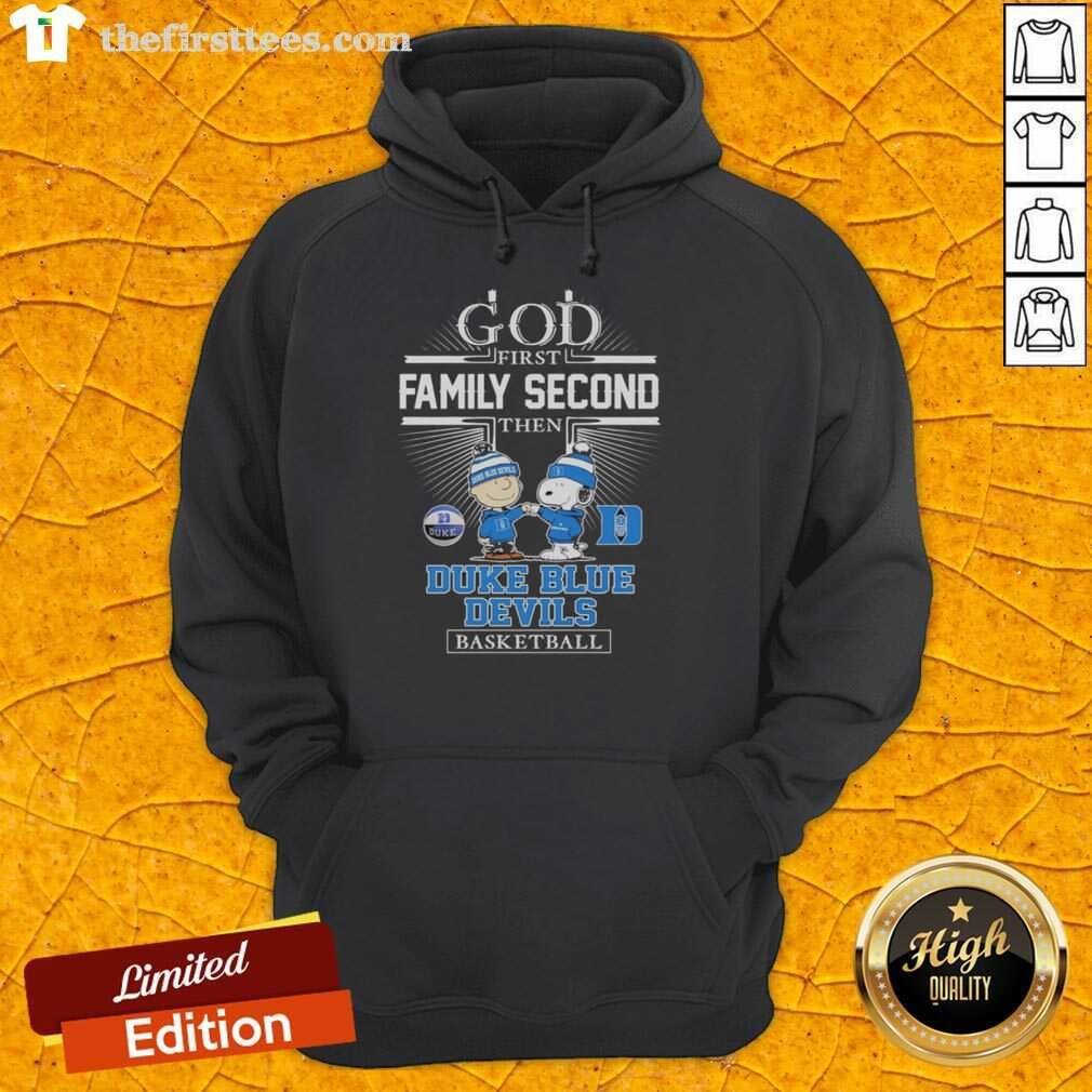 top-snoopy-fist-bump-charlie-brown-god-first-family-second-then-duke-blue-devils-basketball-hoodie Top Snoopy fist bump with Charlie Brown on a hoodie, featuring 'God First, Family Second, Then Duke Blue Devils Basketball.'