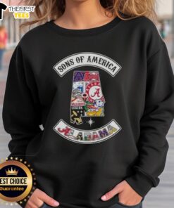 Alt Text: Top Son of America Alabama Map Sports Logos Combine Sweatshirt featuring vibrant sports team logos on a stylish design.