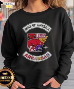 Top Son of America Arkansas Map Sports Logos Combine Sweatshirt featuring vibrant state and team graphics.