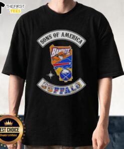 Top Son Of America Buffalo Map Sports Logos Combine T-Shirt featuring vibrant graphics and a unique design for fans.