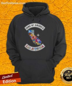 California map hoodie featuring top sports logos, perfect for fans of the Top Son of America collection.