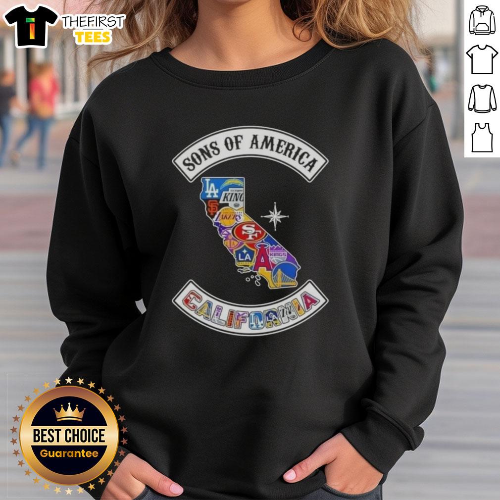 top-son-of-america-california-map-sports-logos-combine-sweatshirt Top Son of America California map sports logos combine sweatshirt featuring vibrant California-themed designs.