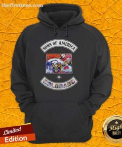 Alt Text: Top Son of America Colorado Map Sports Logos Combine Hoodie featuring vibrant designs for sports fans.