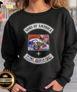Top Son of America Colorado Map Sports Logos Combine Sweatshirt showcasing vibrant logos and a stylish design.