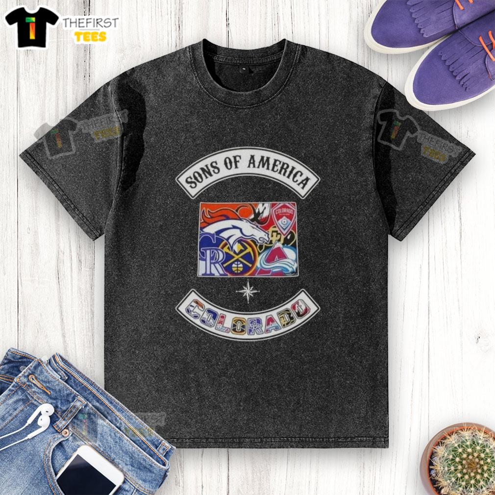 top-son-of-america-colorado-map-sports-logos-combine-washed-t-shirt Top Son of America Colorado Map Sports Logos Combine Washed T-Shirt featuring vibrant graphics of Colorado sports teams.