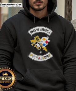 Top Son of America Pittsburgh Map Sports Logos Combine Hoodie showcasing vibrant city-themed graphics and team logos.